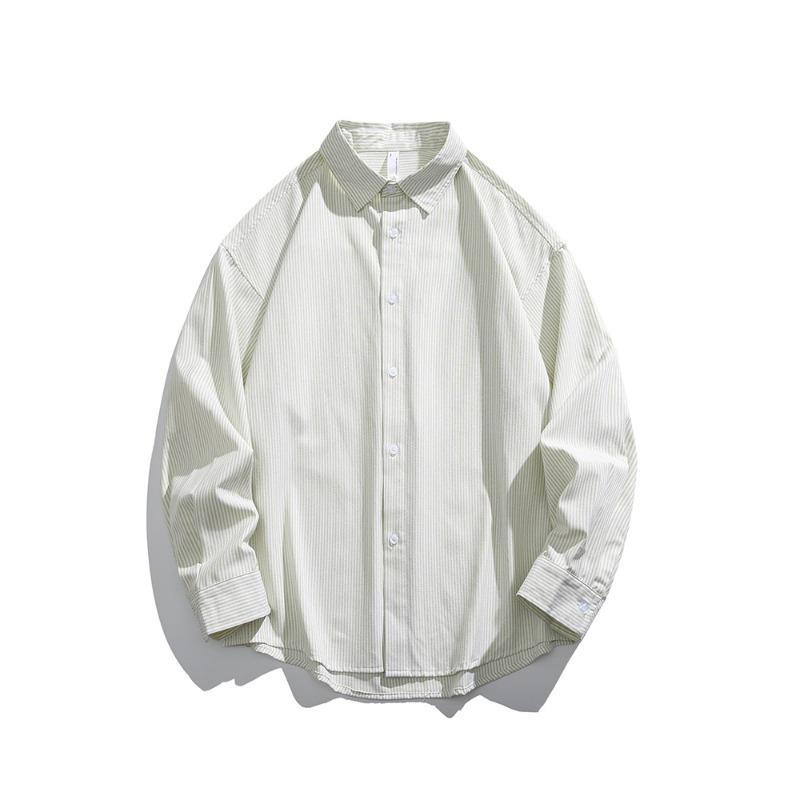 Spring and Autumn New Classic Versatile Men's Shirt Trendy Casual Shirt Top Simple Striped Long Sleeve Shirt Men's