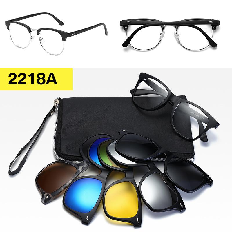 Polarized Magnetic Clip-on Sunglasses Set: Unisex TR Frame Prescription Eyeglass & Sunglasses Combo