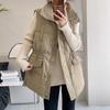 Autumn and winter new down cotton vest women's outer wear thickened cotton vest medium and long slim cotton vest vest vest vest