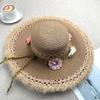 Summer big brim sun hat women's fashion ins seaside sun protection straw hat pastoral pearl face small sun hat