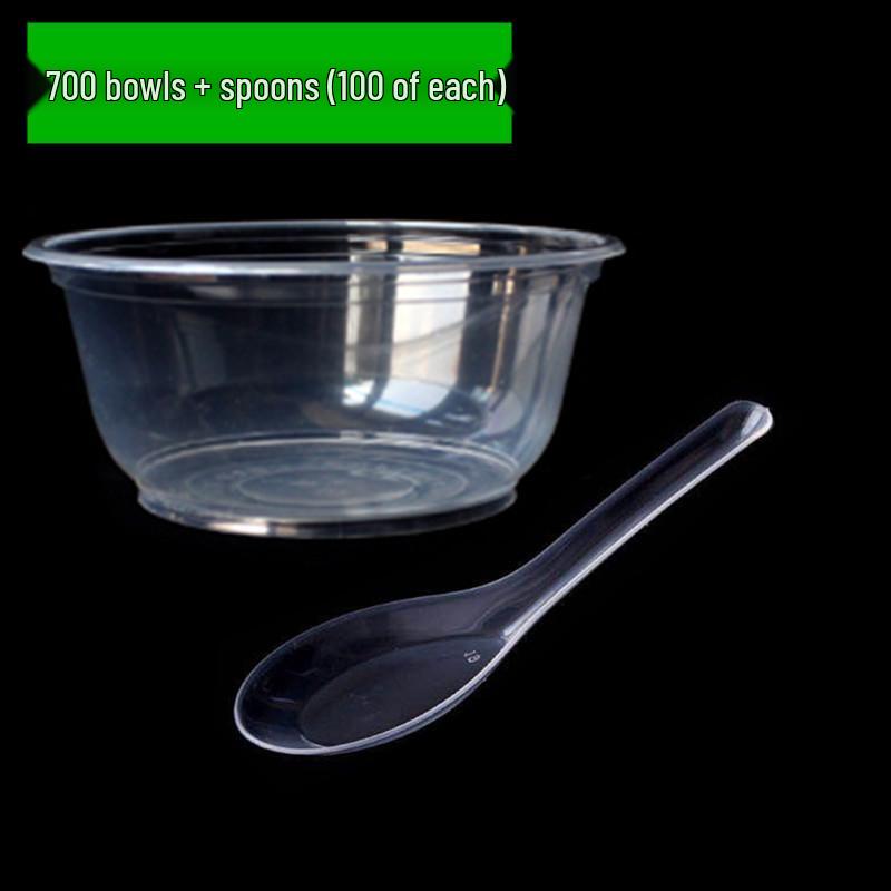 Disposable Tableware Set: Thickened Plastic Bowl with Lid, Banquet Spoon, Cup, and Chopsticks for Weddings and Household Use