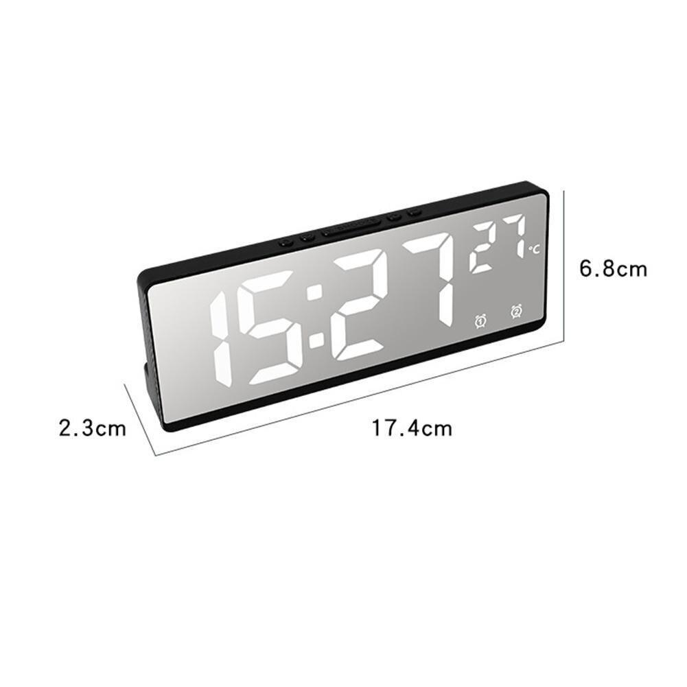 6.9 Inches Electronic Alarm Clock 5 Levels Brightness Adjustable Large Screen Student Desk Clock Table Clock 17.4x6.8x2.3cm