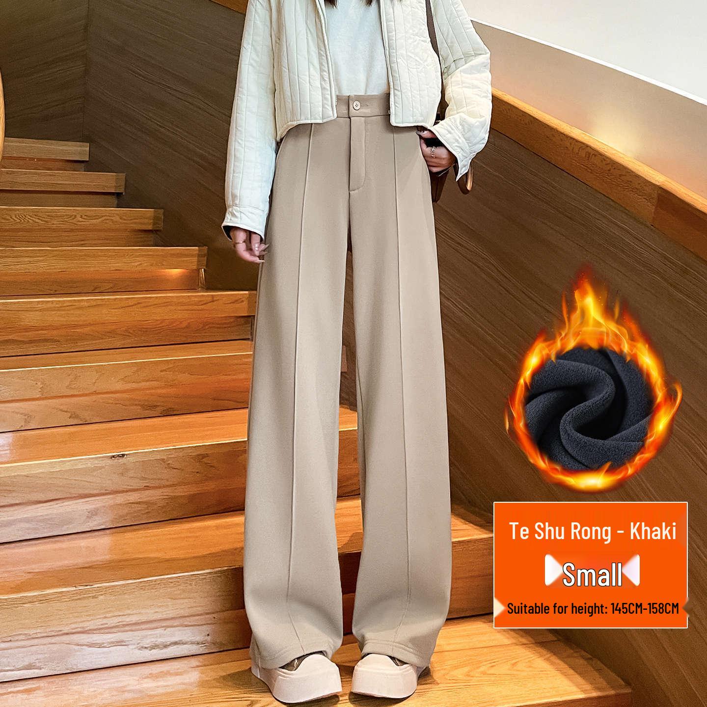 

Plus-Size Velvet Wide-Leg Pants for Women - 2025 Autumn/Winter, Warm Drape, Center Crease, Straight Casual Style 5XL