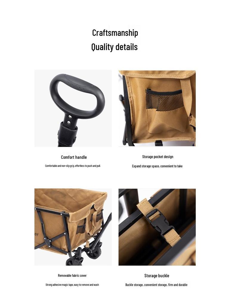 ShanZhiKe Double-Layer Portable Folding Camp Stroller - Outdoor Hand Pull Cart for Picnic and Stall Use