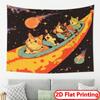 2D-Flachdruck-Wandteppich mit Weltraumkatzen-Achterbahnmotiv, niedlicher Astronauten-Kätzchen-Druck, Wandbehang für Kinderzimmer, Studentenwohnheim, Dekoration