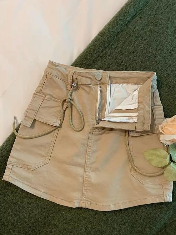 Джинсовая мини-юбка Spicy Girl с высокой талией - Осень 2025, Корейский ретро-стиль L