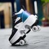 Kids Roller Skates Shoes 6-15 Years Old Four-wheel Deformation Can Walk Can Skate Skates Girl Runaway Shoes