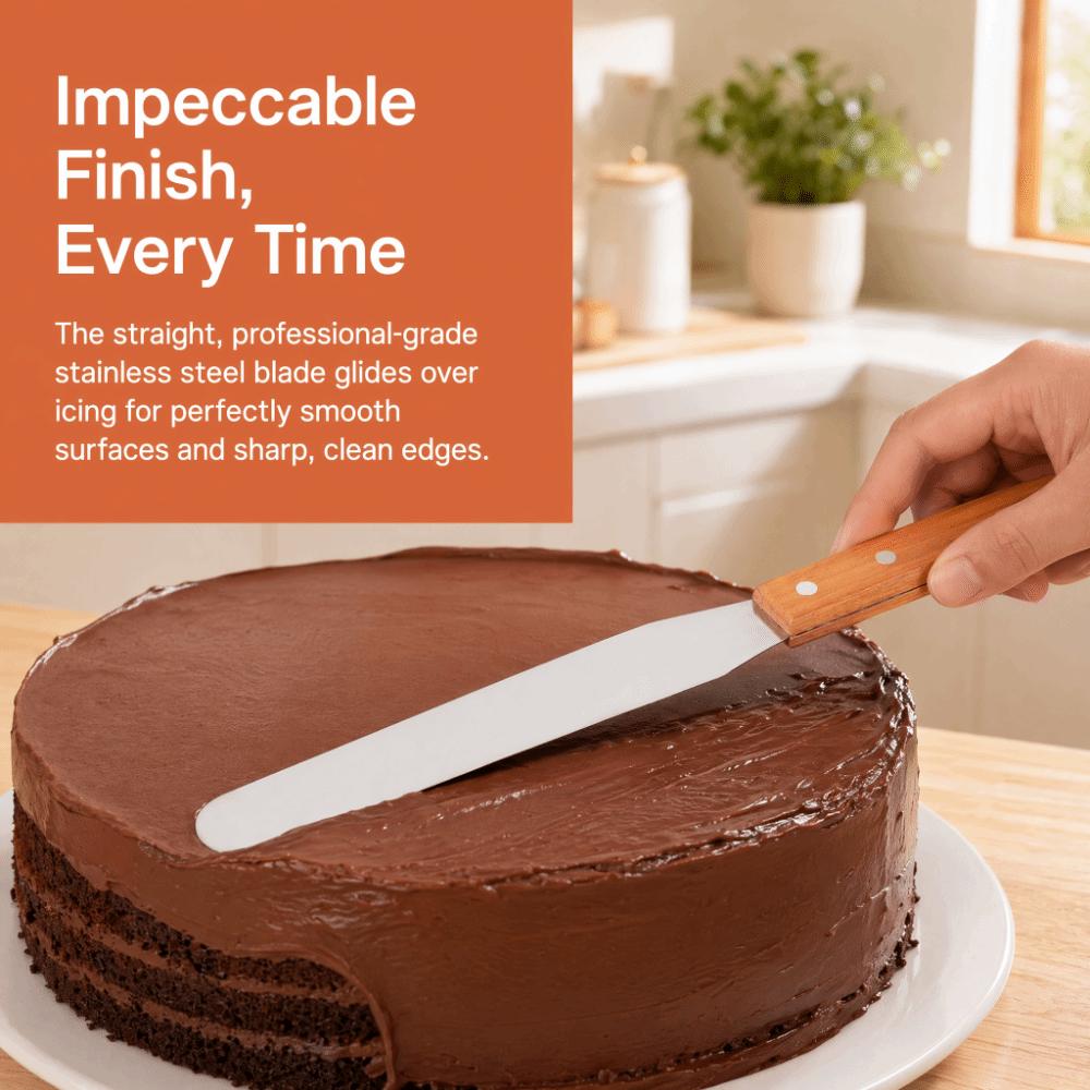 Wood Handle Cake Icing Spatula Stainless Steel Bread Cream Scraper Baking Pastry M
