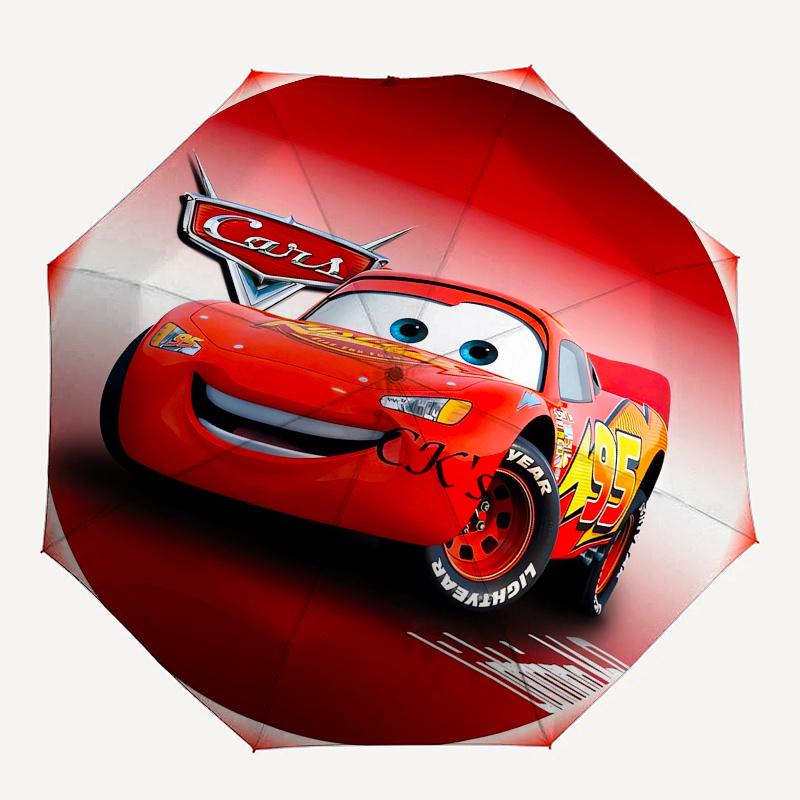 Lightning McQueen,Pixar Cars Automatic Umbrella Tri fold Portable Umbrella, Best Holiday Gift for Men and Women, Durable Iron Frame, Playf