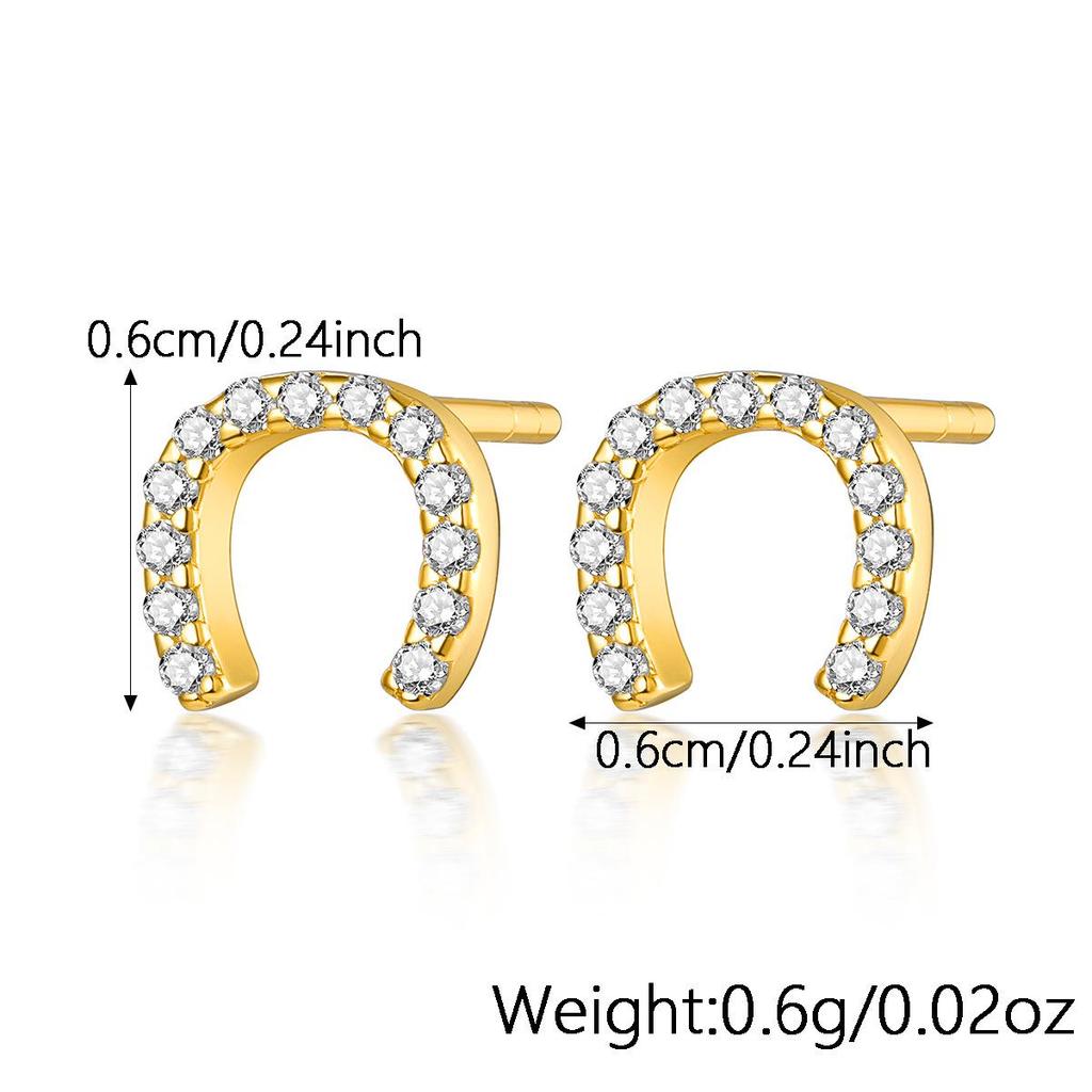 S925 Sterling Silver Zirconia Cross & Geometric Lightning Stud Earrings