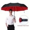 Windproof 10-Rib Double-Layer Folding Umbrella for Men and Women - Automatic, Sunscreen, Dual-Use.