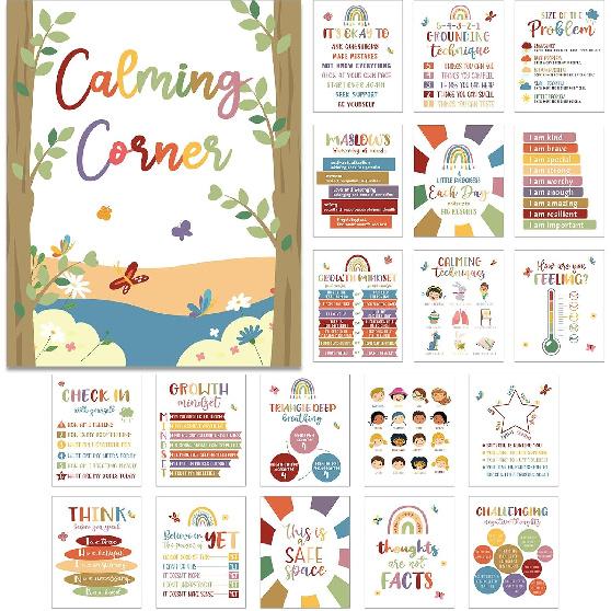 Harloon 20 шт. Уголок спокойствия Классные плакаты Плакаты по психическому здоровью Терапевтический кабинет Диаграмма эмоций Дом Дошкольное Начальное Класс Обучающий Nature