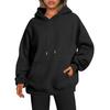 Women Fall Winter Hoodie Thick Hooded Long Sleeves with Big Pocket Plus Size Mid Length Solid Color Loose Elastic… More
