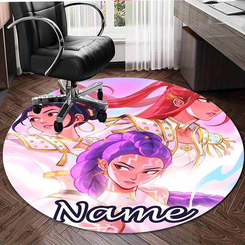 Personalized K-KPop Demon Hunters Round Chair Office Rug - Perfect for Mat, Office Chair & More - Ideal Gift for Birthdays and Holidays