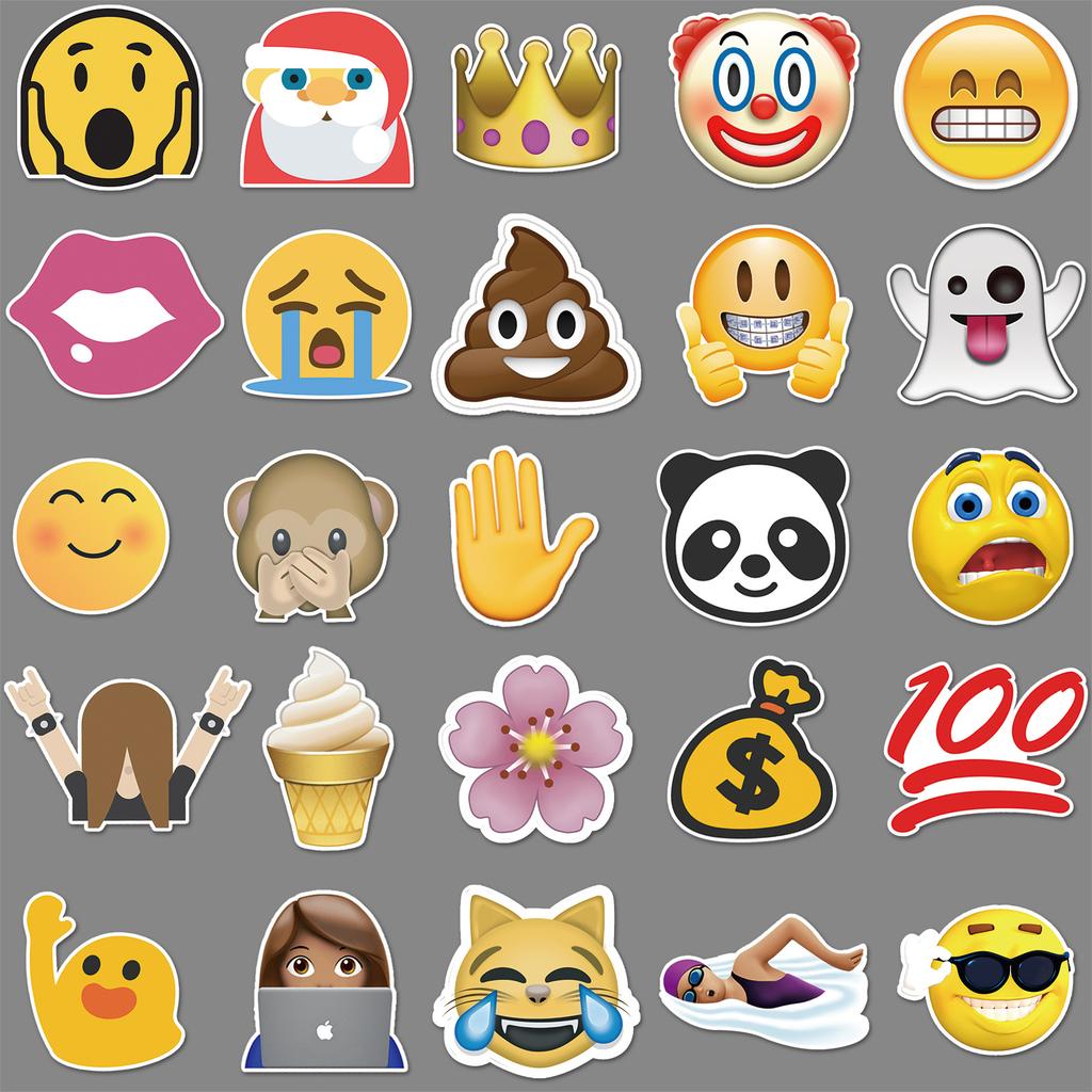 52 Cartoon Emojis Personalized Creative Decorative Suitcase Tablet Car Waterproof Self-adhesive Stickers