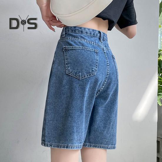 Damskie jeansy do kolan, proste, z wysokim stanem, zapinane na suwak, kieszenie retro, jednolity kolor, luźne, damskie szorty jeansowe, swobodne krótkie spodnie