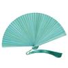Chinese Style Solid Color Bamboo Fan Portable Retro Elegant Handheld Fans with Random Tassel Classical Tassel Folding Fan