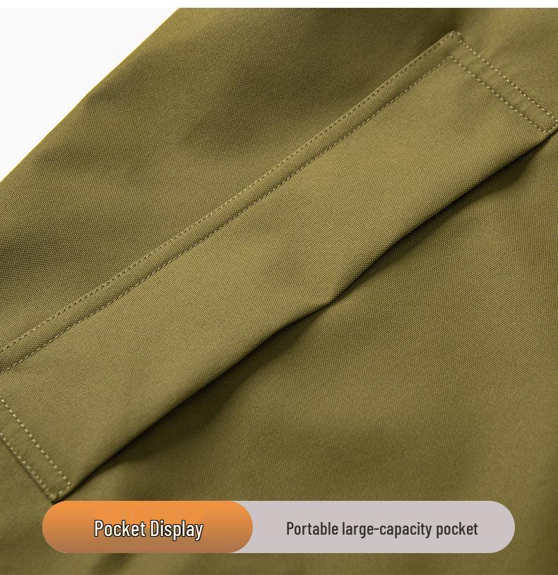 Men's Windproof Stand Collar Workwear Jacket - American Style, Three-Proof, Short, Loose Fit, for Spring & Autumn.