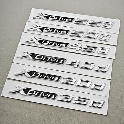3D ABS Chromowane Logo XDrive 30d 35d 40d 45d 50d 55d Emblemat Bagażnik Samochodu Błotnik Naklejka z BokuDo X3 X5 X6 X7 F25 F15 G01 G05