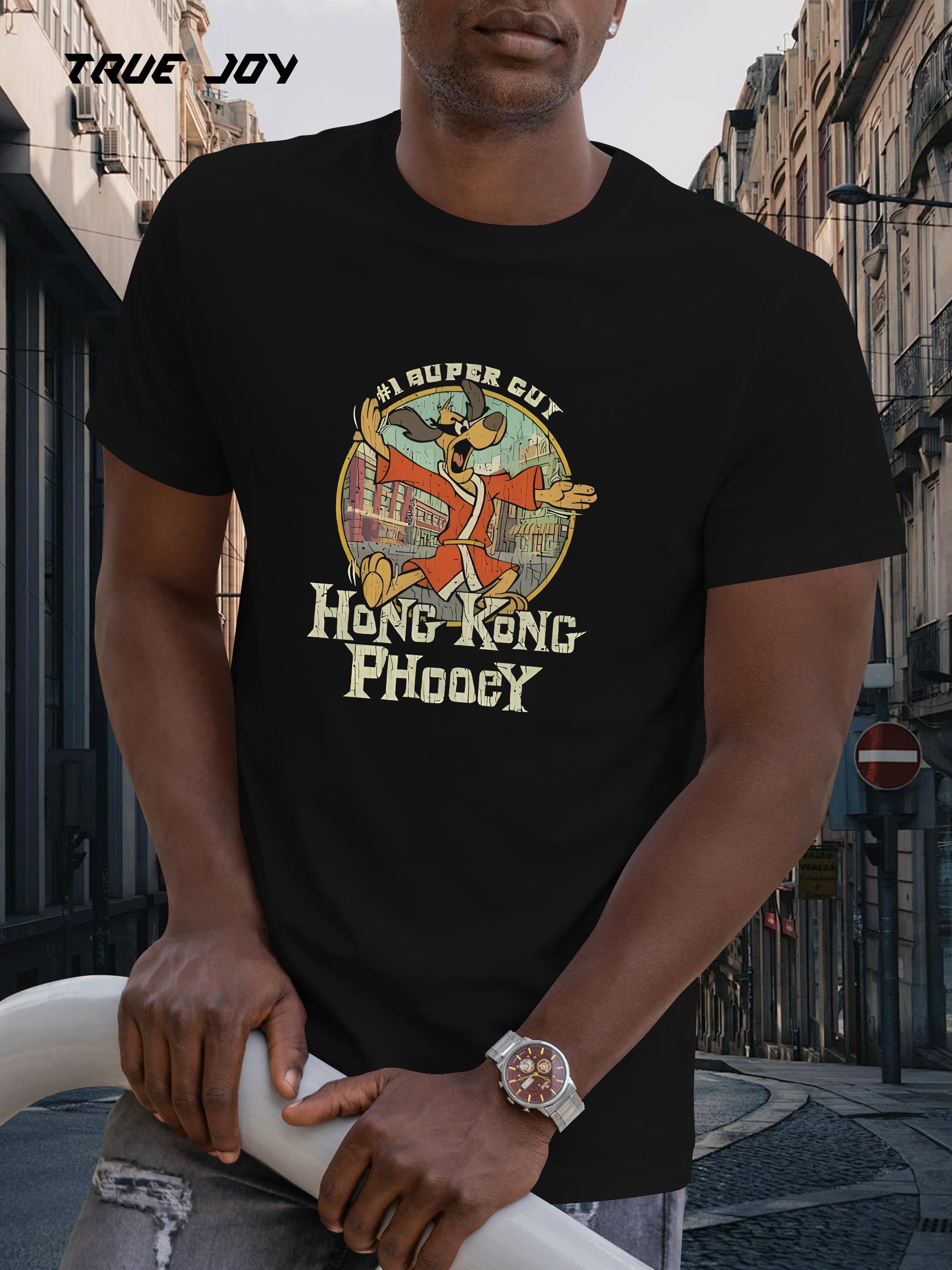 Hong Kong Phooey Graphic T-shirt - Retro Cartoon Print Short Sleeve Tee S