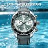 Mens Wrist Watches Waterproof Luminous Chronograph Watch Rotatable Bezel Rubber Band Analog Watch
