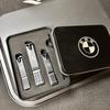 Heiß 2025 Für BMW Emblem Maniküre-Set Körperpflege Nagelknipser-Set 4 Teile Schwarz Matt Nagelknipser-Set Pflege-Set Geschenk Zubehör