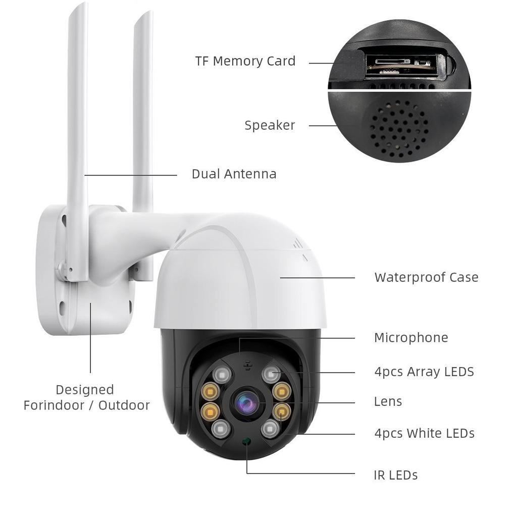 ICSEE 1080P HD WiFi PTZ Utendørskamera med Mobil Fjernovervåking