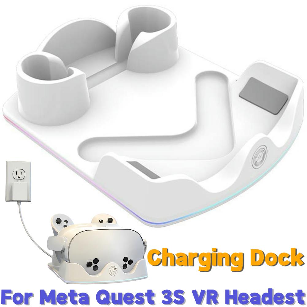 For Meta Quest 3S VR Charging Dock Charging Station VR Headest Fast Charging Station Headset Display Stand and Controller Mount