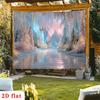 2D flat design 1-piece winter cedar tree banner - warm-toned ice cave background polyester material decorationZL