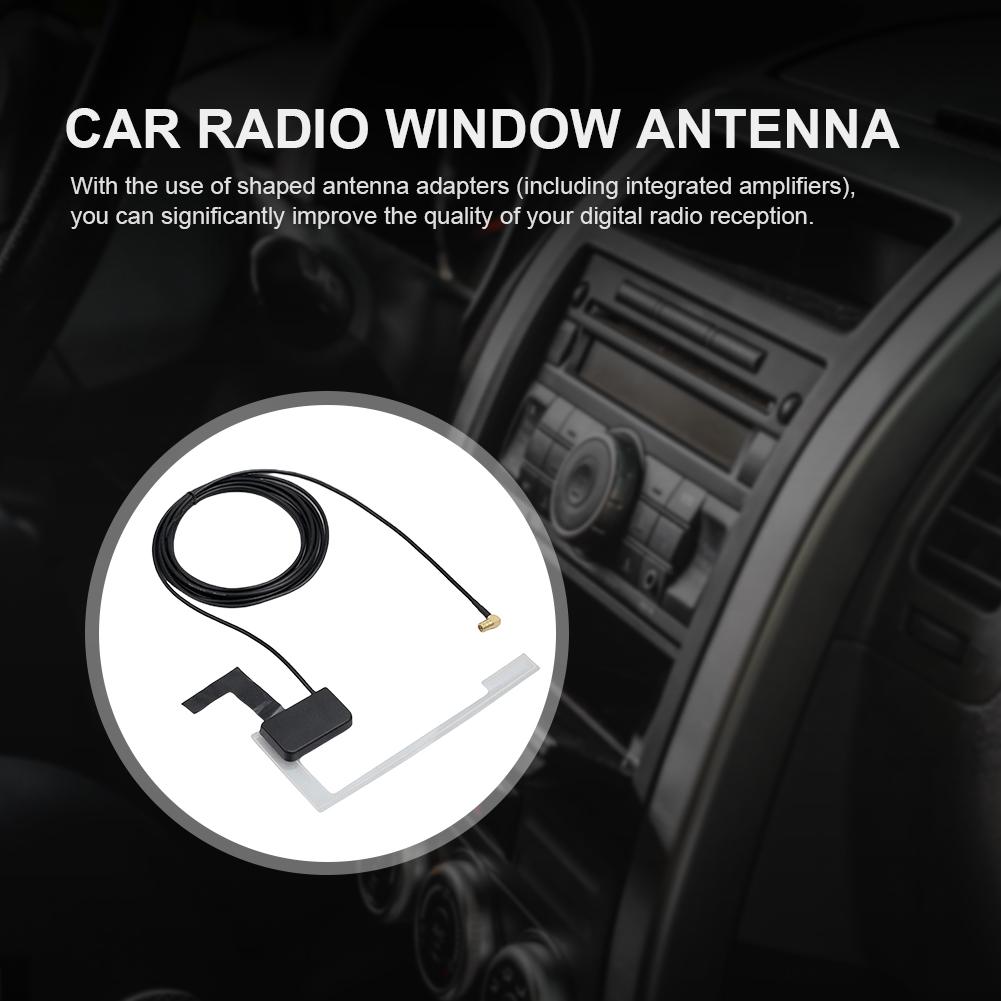 Digital Radio Antenna with SMB Adapter Window Roof Windshield Antenna DC 5V DAB + Antenna Hidden Adhesive for Auto ATV Car Truck