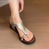 Fashion Vintage Flat Toe Herringside Sandals Women's 2025 New Summer Holiday Rome Sandals and Slippers for Outer Wear