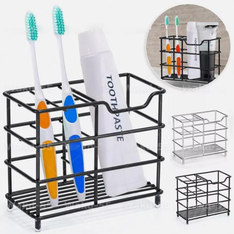 Bathroom Stainless Steel Toothbrush Storage Rack Grid Pen Holder Versatile Neat
