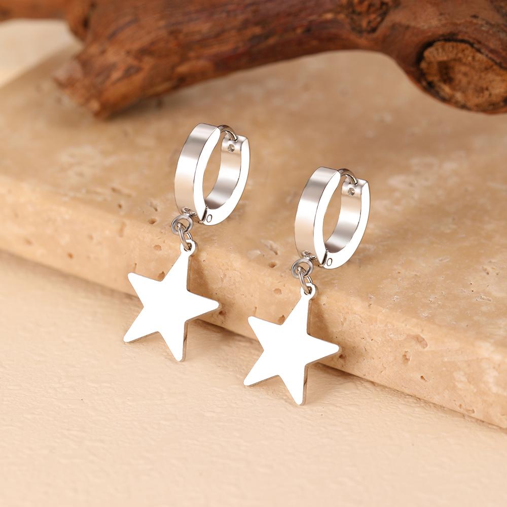 Stainless Ssteel Earrings 2023 New Design Exquisite Star Pendant Fashion Trendy Dangle Earrings For Men Zircon Best Friend Gift