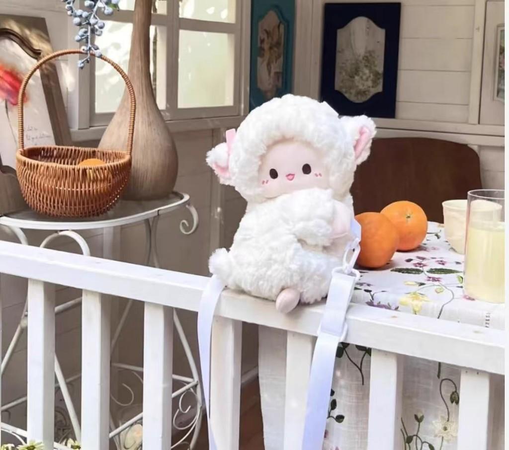 Plush Backpack Panda With Lightweight Design Butterfly Knot Lamb Messenger Bag