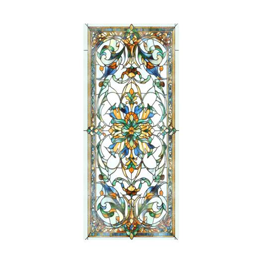 Yousheng Privacy Window Film Vintage Stained Glass Style Static Window Cling Decorative Glass Sticker for Cabinet Bathroom Kitchen Door Panel