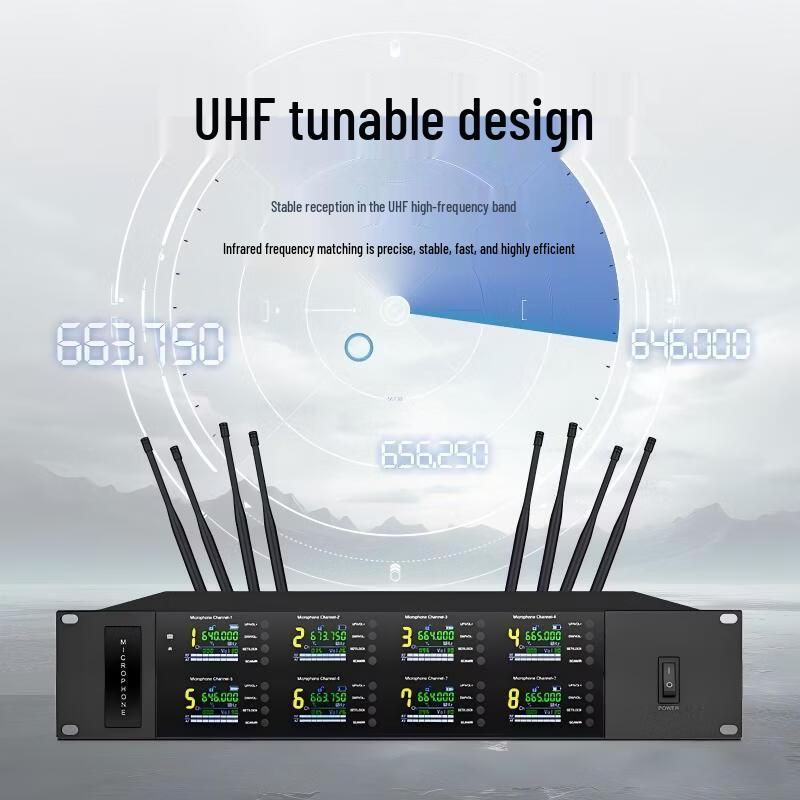 Huachang Vision Wireless U-Band One-to-Four Dual-Tube Video Conference Microphone System (CN version)
