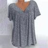 Women T-shirts V Neck Breathable Plus Size Flower Print Summer T-shirts for Daily Wear