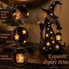 Resin Witch Statue 2Pcs Halloween Night Lamp, Holding Lantern Figurine with Atmosphere Lights LED, Glowing for Tabletop Decor