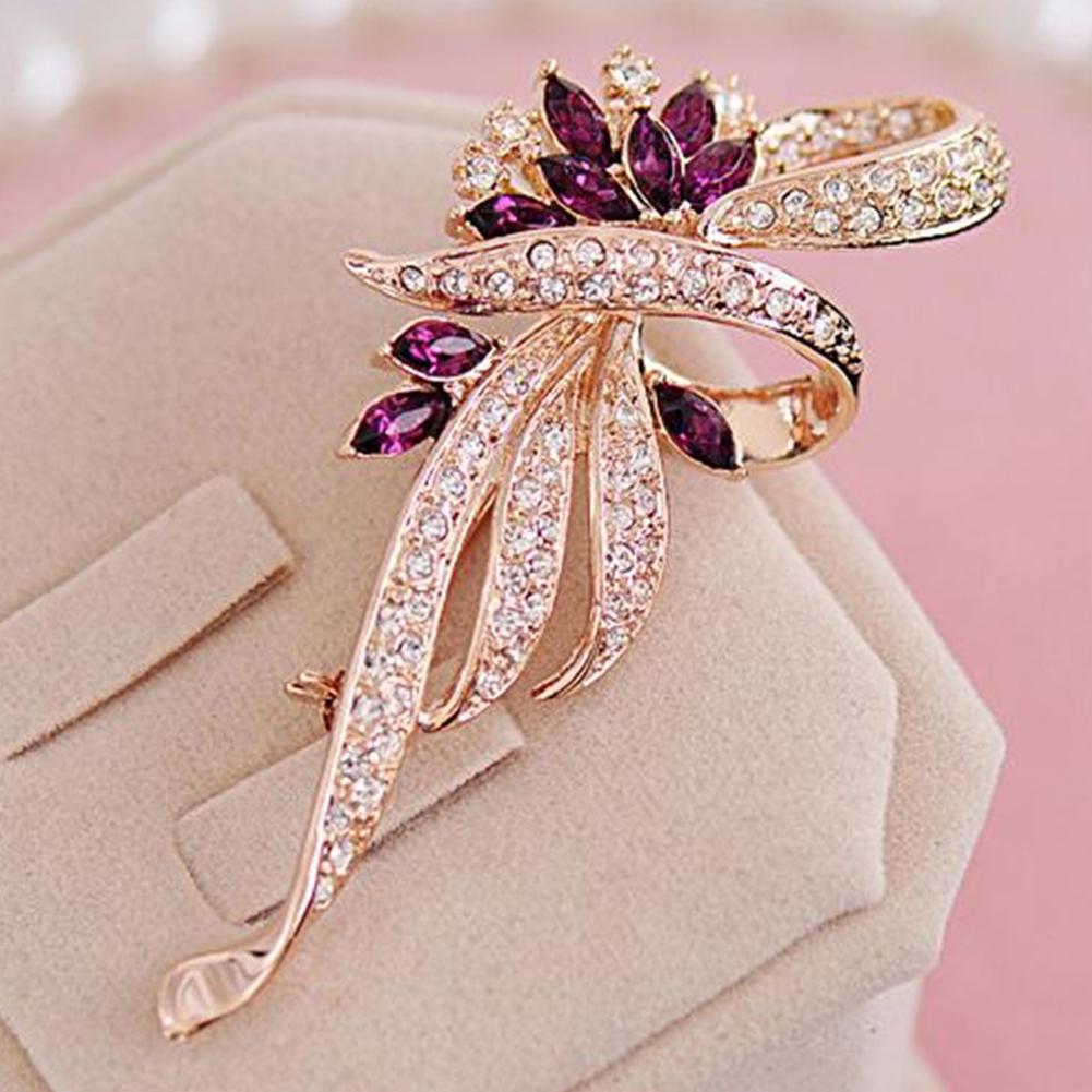 Pin Flower Shape Decor Gift Women Rhinestone   Shawl Clip