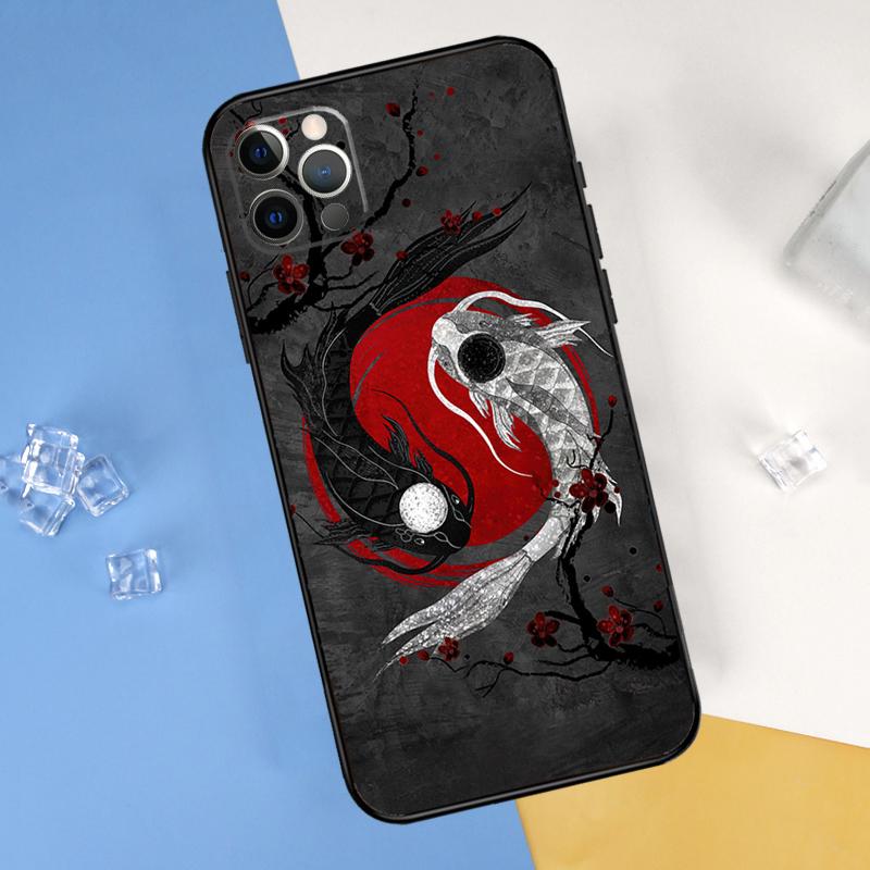Koi Fish Yin Yang Art Phone Case For iPhone 16 Pro Max 12 13 Mini 11 14 15 Pro Max XR 16 15 Plus 16e Cover Shell
