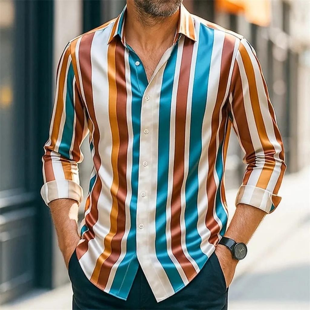 Stylish Long Sleeve Shirt with Ornate Pattern, Versatile