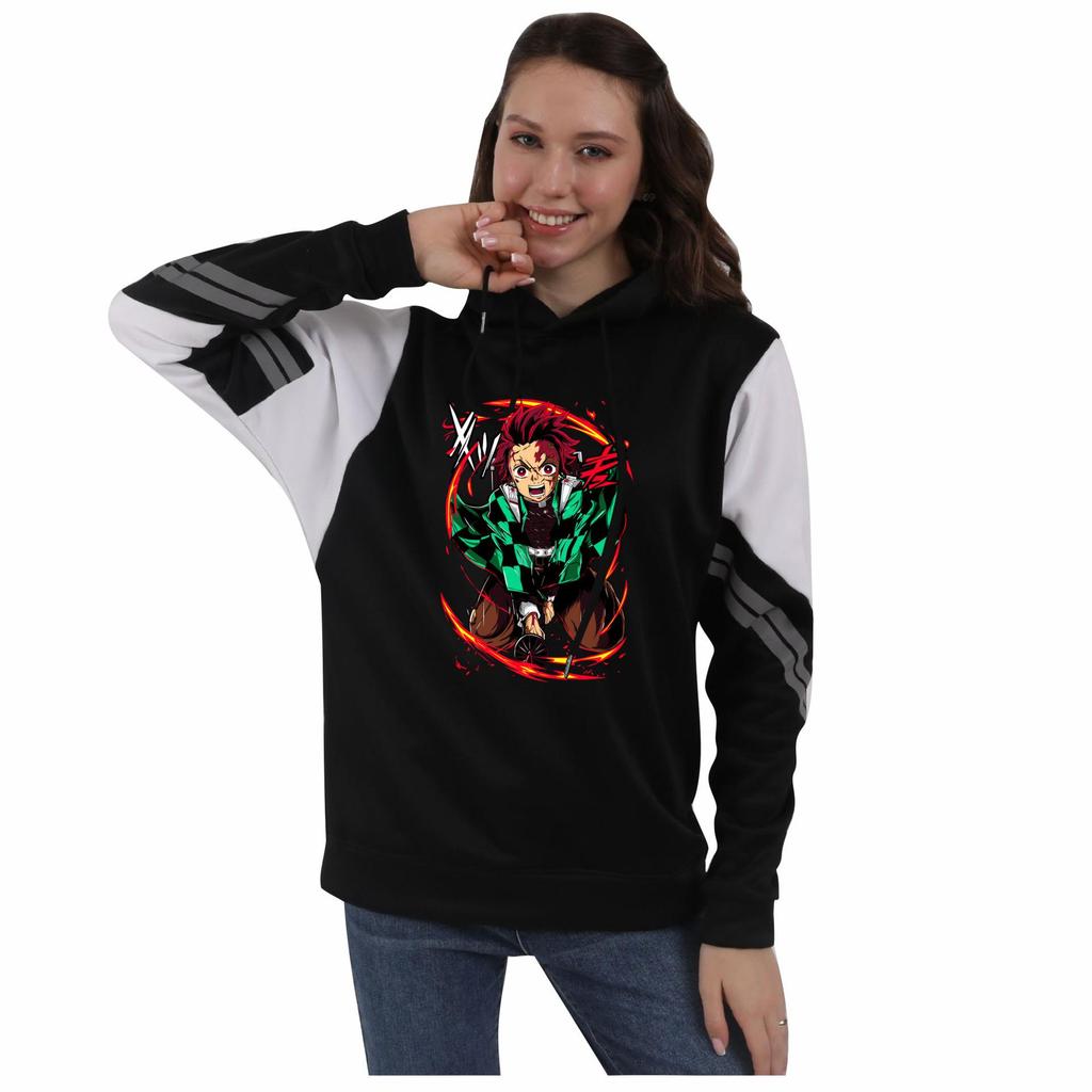 Demon Slayer Kimetsu no Yaiba Color Block Hoodie for Men and Women