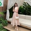 Summer New Korean-style Wrinkled Sleeveless Long Dress with Textured French Dress, Vacation and Travel Long Dress