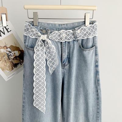 Ins White Lace Silk Scarf Streamer Women'S Narrow Version Long Belt Waist Jewelry Multi-Functional Scarf High Sense