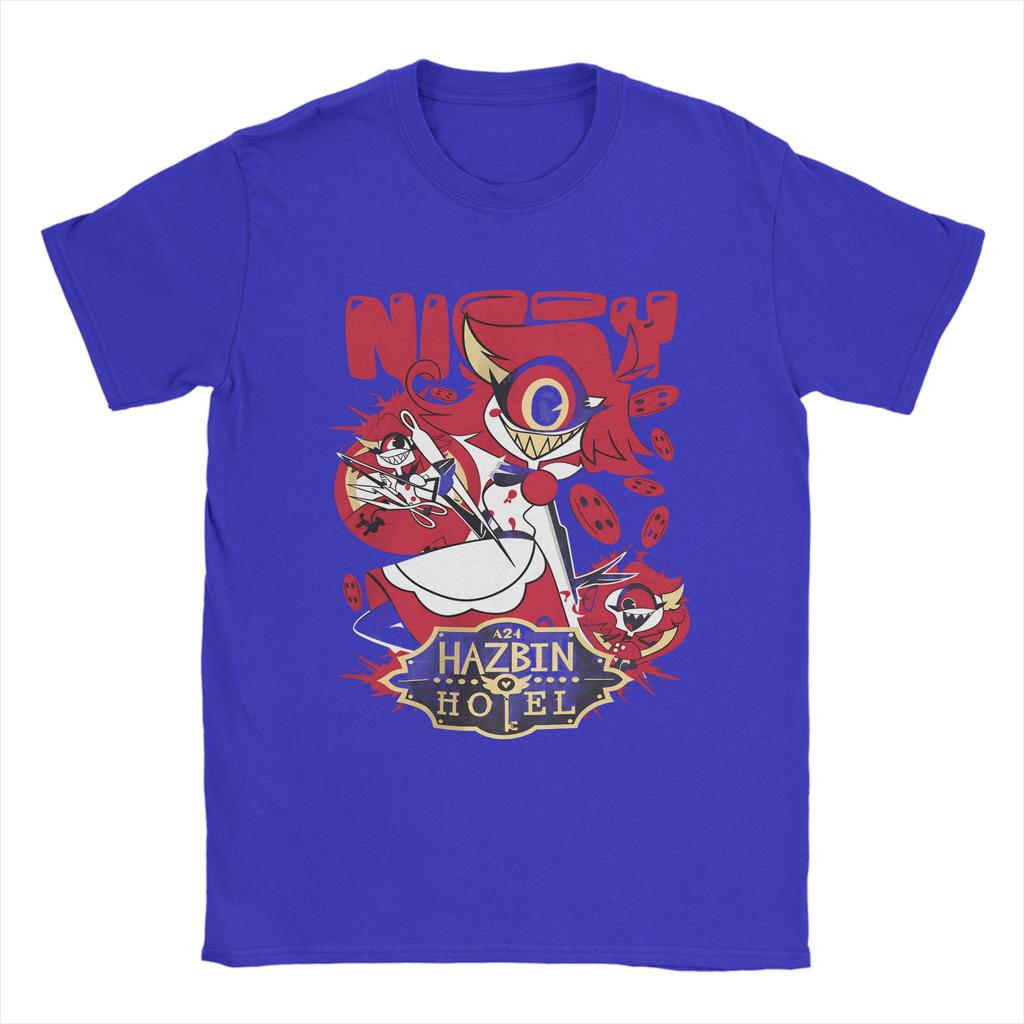 Hazbins Hotel T-Shirts Men  Leisure Cotton Tees Crewneck Short Sleeve T Shirts Summer Clothing