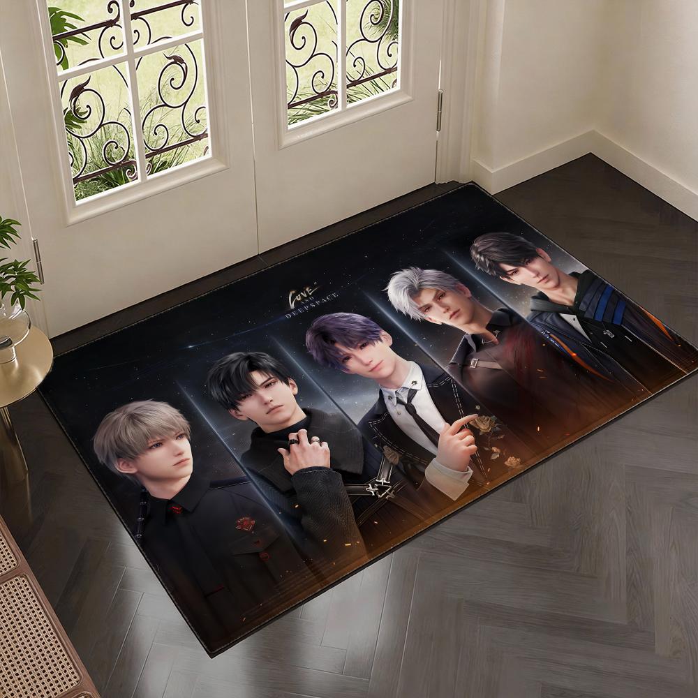 Fantasy Game L-Love and Deepspace Floor Mat Soft Thickened Flannel Door Mat Non-Slip Living Room Rug Home Decor