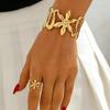 Adjustable Sunflower Bracelet and Ring Set - European/American Trend, 2-Piece