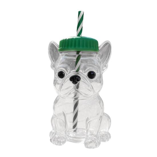 

Cute Pug Glass Cup with Straw Heat-Resistant Glass Tumbler for Coffee Juice Beer Novelty Drinkware Gift A