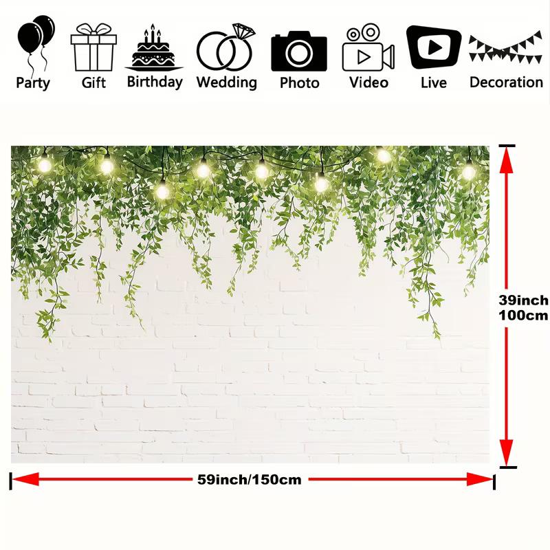 2D Natural Greenery Brick Wall Backdrop Hanging Vines Party Photo Background 47.2x31.5inch/120*80cm