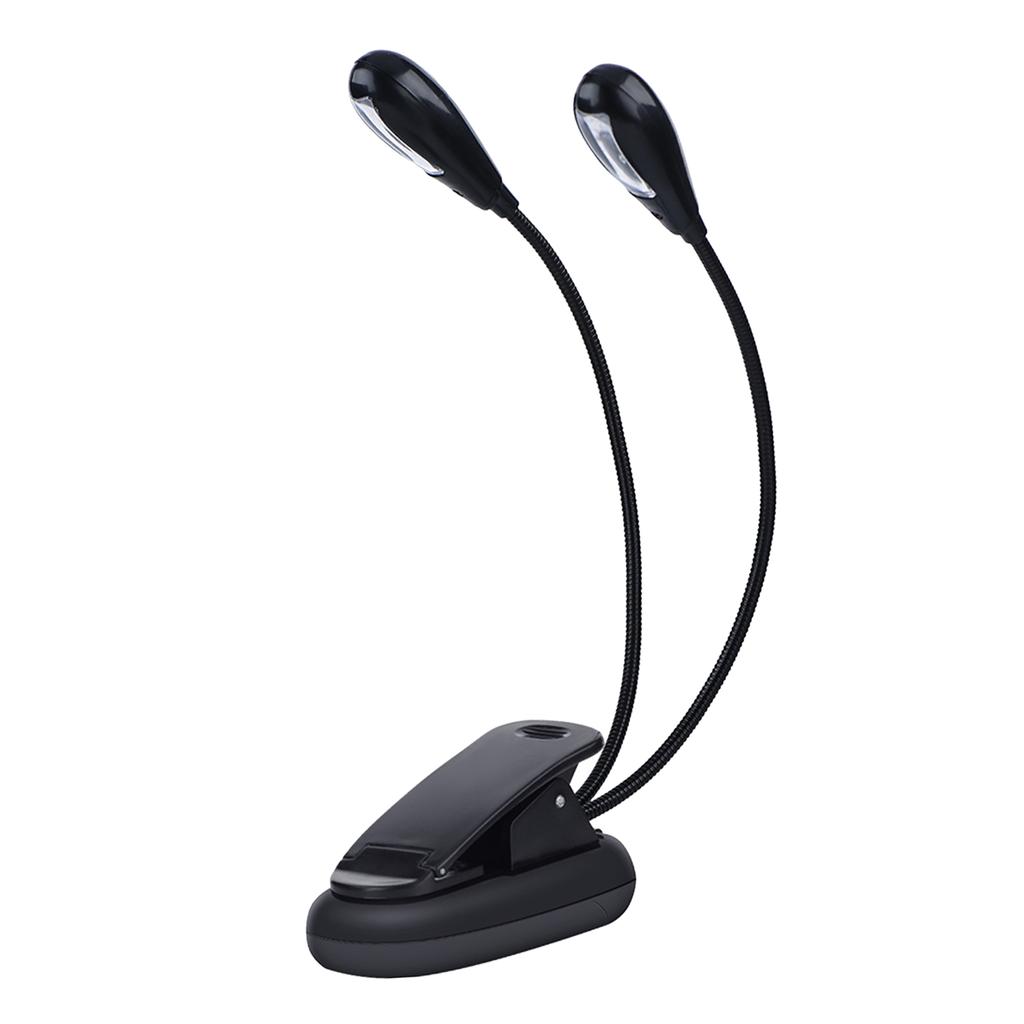 Clip On Music Stand Book Reading Mini Double Adjustable Arms Light LED Lamp (8 Beads)